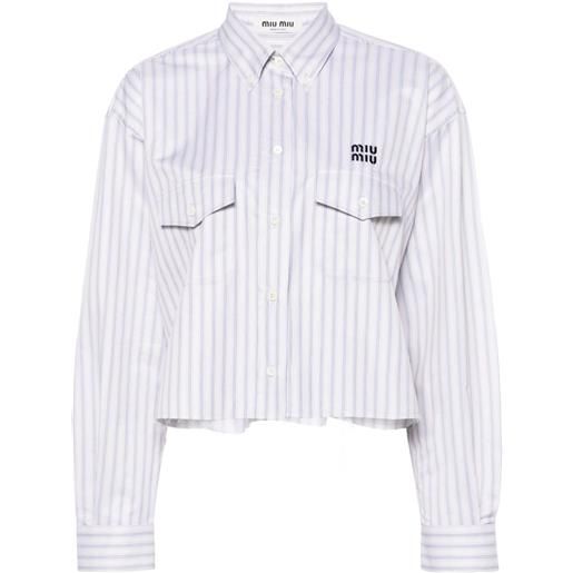 Miu Miu camicia crop a righe - grigio