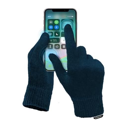 case&me guanti invernali, guanti touch screen invernali caldi e morbidi, guanti per smarphone, tablet, gps, colore blu