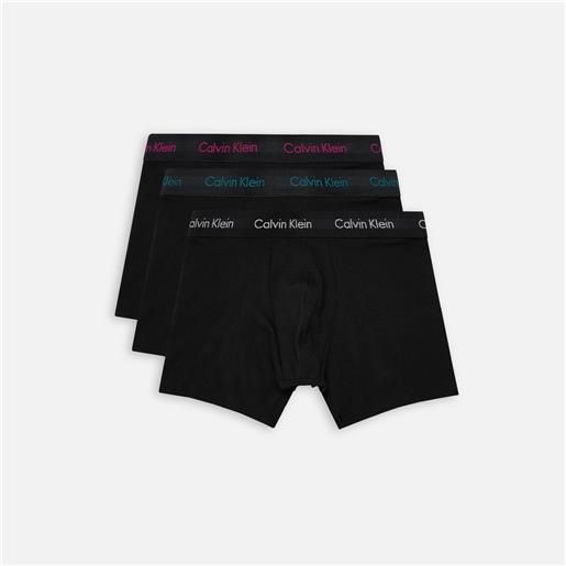 Calvin Klein Underwear cotton stretch 3 pack boxer brief b- auth gry/chesapk bay/jwl lgs uomo