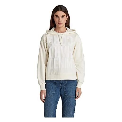 G-STAR RAW women's hard core denim loose hooded sweater, bianco (papyrus d21559-d136-d113), m
