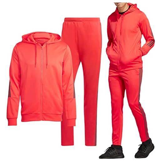 adidas 3-stripes tracksuit giacca, bright red, xl uomo