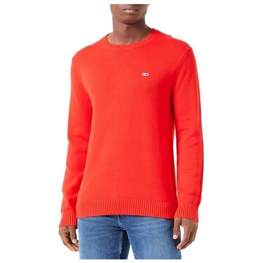 Tommy Jeans tjm slim essntls c-neck sweater dm0dm18370 maglione a collo alto, rosso (deep crimson), xl uomo