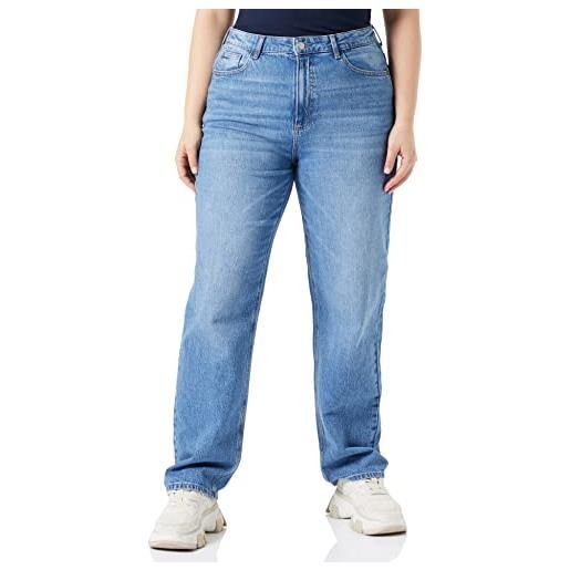 Vila vikelly jaf hw straight jeans-noos, denim blu medio. Dettagli: lavato mbd009, 34w x 32l donna