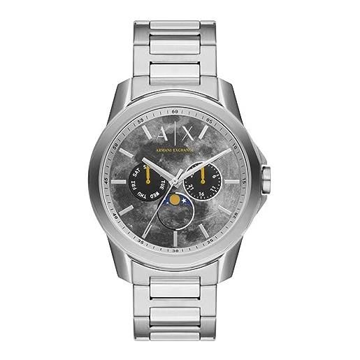 Armani Exchange orologio uomo, quarzo/multifunzione, cassa in acciaio inossidabile da 44 mm con bracciale in acciaio inossidabile, ax1736