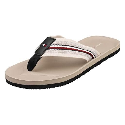 Tommy Hilfiger comfort hilfiger beach sandal fm0fm04910, infradito uomo, grigio (smooth taupe), 41 eu