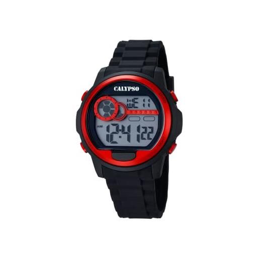 Calypso-orologio digitale unisex, con display lcd digitale e cinturino in plastica, colore: nero, 2 k5667
