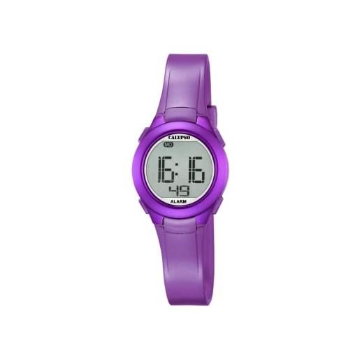 Calypso orologio digitale unisex, display lcd e cinturino in plastica viola, k5677/2