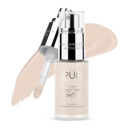 Pur cosmetics 4-in-1 love your selfie longwear foundation and concealer - unique, dual-applicator component - covers blemishes and imperfection - reduce fine lines and wrinkles - ln2-1 oz makeup