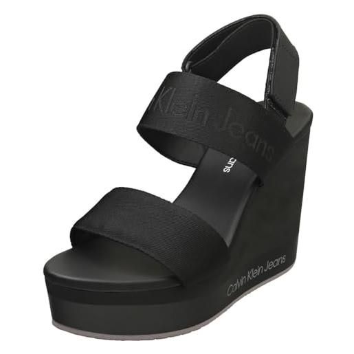 Calvin Klein Jeans wedge sandal webbing in mr yw0yw01360, zeppa donna, nero (black), 37 eu