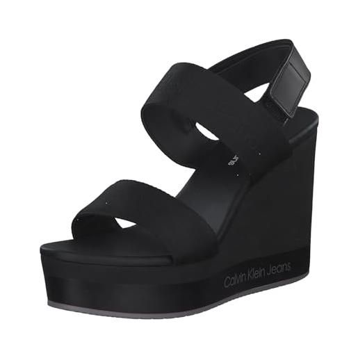 Calvin Klein Jeans sandali donna con zeppa, nero (black), 36
