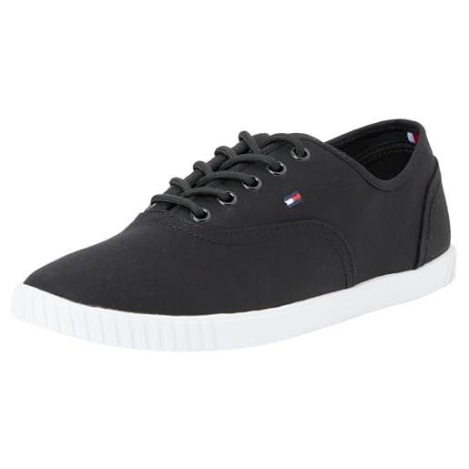Tommy Hilfiger canvas lace up sneaker fw0fw07805, suola cupsole donna, blu (space blue), 38 eu