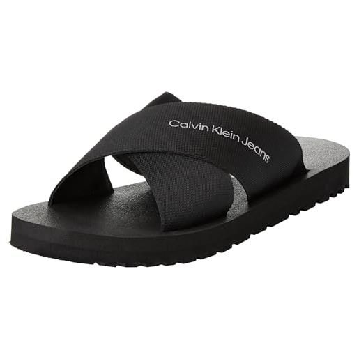 Calvin Klein Jeans cross sandal slipon rp in btw ym0ym00942, piatto uomo, beige (creamy white/eggshell), 42 eu