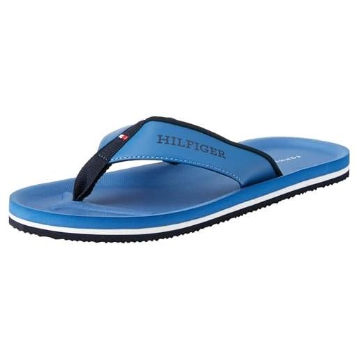 Tommy Hilfiger flip flops uomo comfort beach sandal infradito, bianco (calico), 42