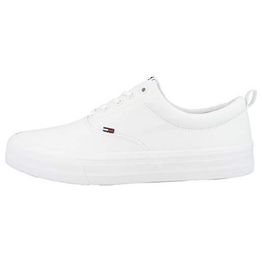 Tommy Hilfiger sneakers vulcanizzate uomo classic scarpe, bianco (white), 42 eu