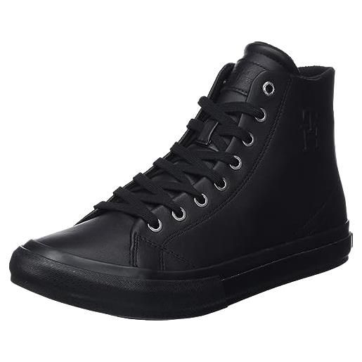 Tommy Hilfiger sneakers vulcanizzate uomo street mono scarpe, nero (triple black), 43 eu