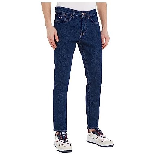 Tommy Jeans jeans uomo austin slim tapered elasticizzati, blu (denim dark), 34w / 32l