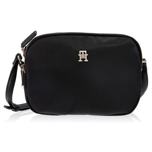 Tommy Hilfiger poppy th crossover aw0aw15638, borse a tracolla donna, nero (black), os