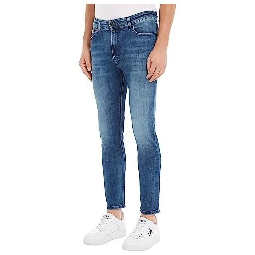 Tommy Hilfiger tommy jeans jeans uomo simon skinny elasticizzati, blu (dynamic jacob mid blue stretch), 34w / 36l