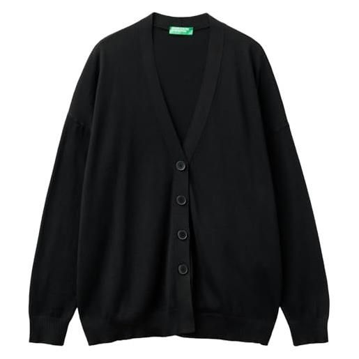 United Colors of Benetton cardigan m/l 103cd6036 maglione, nero 100, s donna