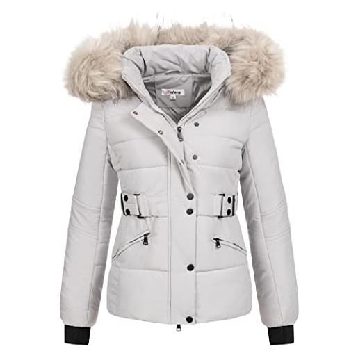 Elara giacca trapuntata da donna parka corto cappotto chunkyrayan grigio mp19903 grey-36 (s)