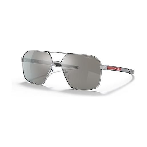 Prada 0ps 55ws occhiali, argento/grigio chiaro, 60 uomo