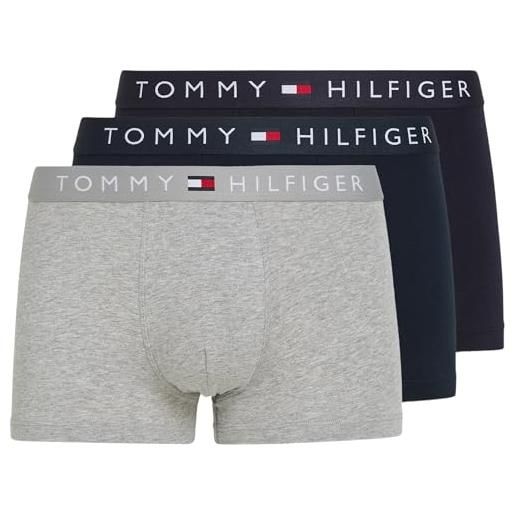 Tommy Hilfiger pantaloncino boxer uomo confezione da 3 intimo, multicolore (grey htr/white/desert sky), xl