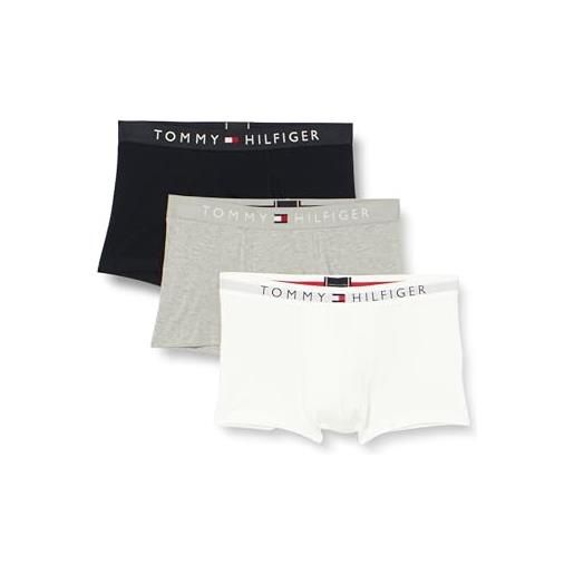 Tommy Hilfiger pantaloncino boxer uomo confezione da 3 intimo, multicolore (grey htr/white/desert sky), m