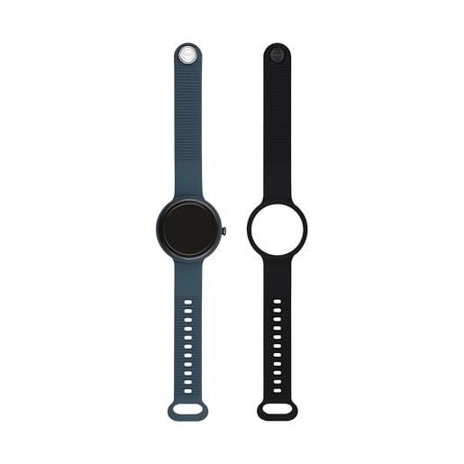 HIP HOP hwu1197 orologio uomo quadrante mono-colore nero movimento smartwatch smartmodule con doppio cinturino silicone blu e nero hwu1197