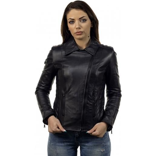 Leather Trend violetta - chiodo donna nero in vera pelle