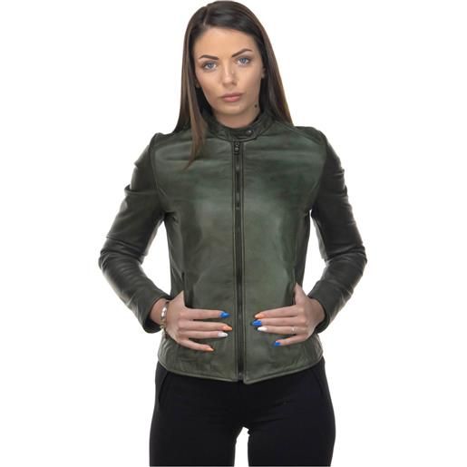 Leather Trend violetta bis - giacca donna verde in vera pelle
