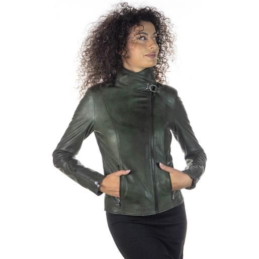 Leather Trend alba - chiodo donna verde in vera pelle