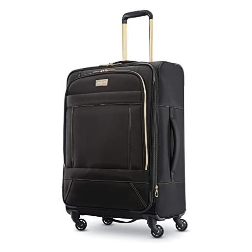 American Tourister belle voyage - valigia espandibile softside con ruote girevoli, nero, checked-medium 25-inch, quadrato-medio