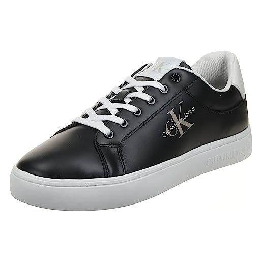 Calvin Klein Jeans sneakers con suola preformata uomo classic fluo contrast scarpe, nero (black/ancient white), 44 eu