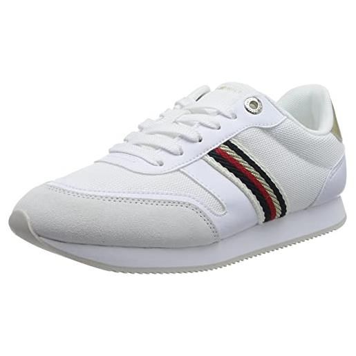 Tommy Hilfiger sneakers da runner donna essential runner scarpe sportive, bianco (white), 42 eu