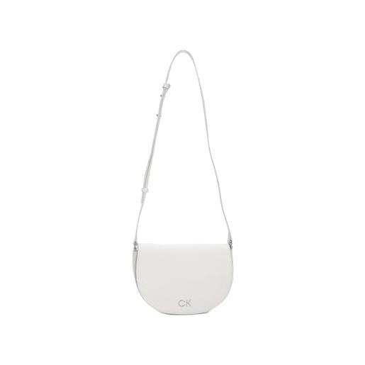 Calvin Klein ck daily saddle bag pebble k60k611679, borse a tracolla donna, bianco (bright white), os