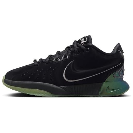 Nike lebron xxi (gs), tre quarti alti, black mtlc pewter iron grey oil green, 38 eu