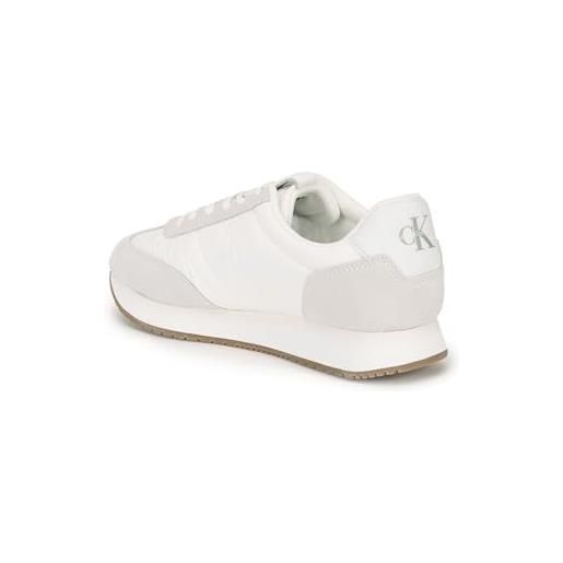 Calvin Klein Jeans sneakers da runner uomo retro wingtip mix scarpe sportive, bianco (white/creamy white), 43 eu
