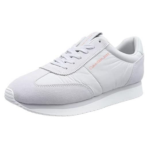 Calvin Klein Jeans sneakers da runner uomo retro wingtip mix scarpe sportive, bianco (white/creamy white), 44 eu