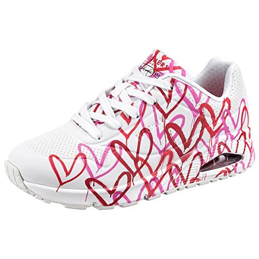 Skechers uno spread the love, sneaker donna, pink heart print, 37 eu