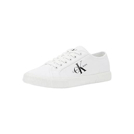 Calvin Klein Jeans donna sneakers vulcanizzate essential vulcano monogram scarpe, bianco (white), 36