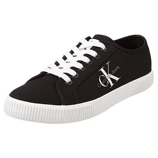 Calvin Klein Jeans donna sneakers vulcanizzate essential vulcano monogram scarpe, nero (black/white), 39