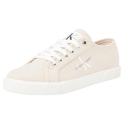 Calvin Klein Jeans donna sneakers vulcanizzate essential vulcano monogram scarpe, bianco (white), 40
