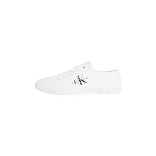 Calvin Klein Jeans donna sneakers vulcanizzate essential vulcano monogram scarpe, bianco (white), 41