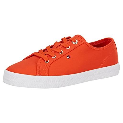 Tommy Hilfiger sneakers vulcanizzate donna essential vulcanized scarpe, arancione (deep orange), 39 eu