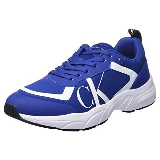 Calvin Klein Jeans sneakers da runner uomo retro tennis mesh scarpe sportive, bianco (white/blue), 42 eu