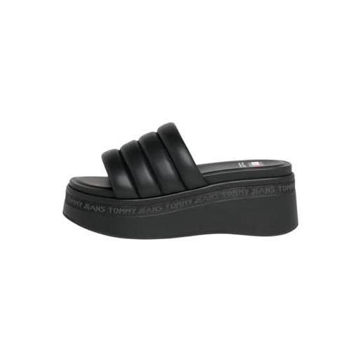Tommy Jeans tjw wedge sandal en0en02455, zeppa donna, nero (black), 37 eu