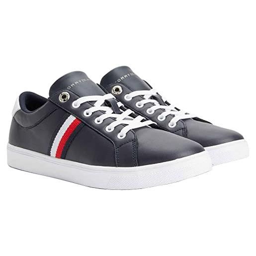 Tommy Hilfiger sneakers con suola preformata donna essential webbing scarpe, blu (space blue), 36 eu