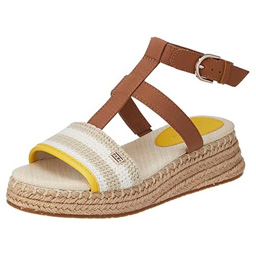 Tommy Hilfiger espadrillas donna feminine crochet platform sandal scarpe in tela, beige (light sandalwood), 38 eu