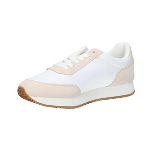 Calvin Klein Jeans retro runner low lace ny ml yw0yw01326, scarpe da ginnastica donna, bianco (bright white/creamy white), 36 eu