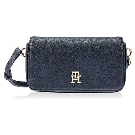 Tommy Hilfiger th emblem flap crossover aw0aw15180, borse a tracolla donna, blu (space blue), os